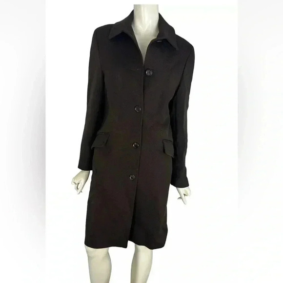 Burberry brown long overcoat jacket Womens size US 6 - Picture 3 of 16